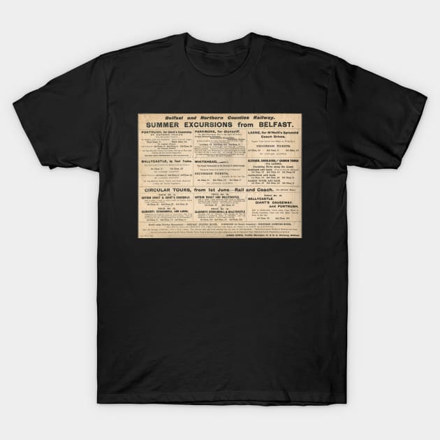 Belfast Railway Advert excursions 1902 T-Shirt by artfromthepast